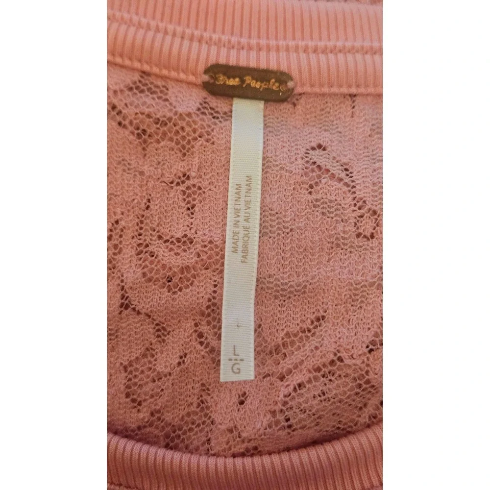 Free People Womens Lace Boat Neck Bell Sleeve Top Dusty Rose Pink Large